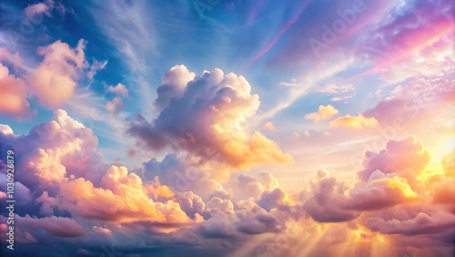 Luminous sky with pastel clouds background