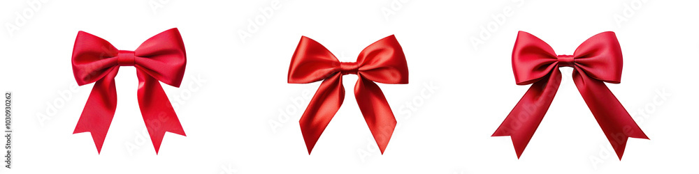 Set of Beautiful Red Bows for Festive Decorations and Gifts Isolated on White or Transparent Background PNG JPEG Set of Beautiful Red Bows for Festive Decorations and Gifts Isolated on White or Transparent Background PNG JPEG