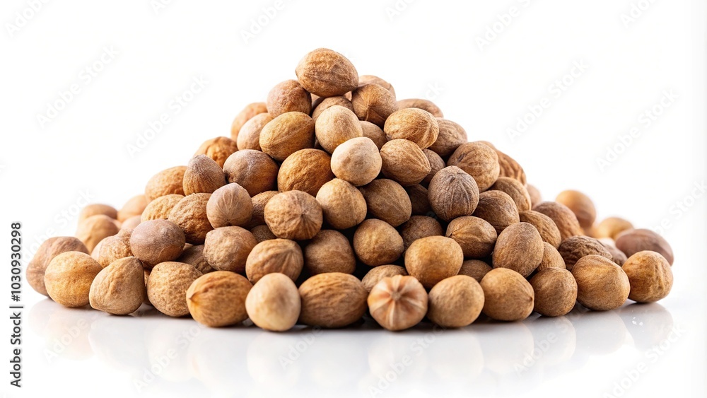 Minimalist pile of organic chebulic myrobalan isolated on white background Minimalist pile of organic chebulic myrobalan isolated on white background
