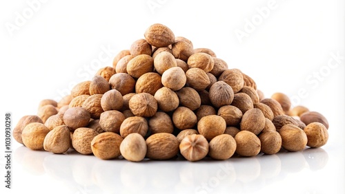 Minimalist pile of organic chebulic myrobalan isolated on white background photo