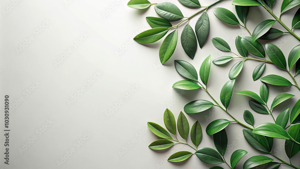 Minimalist modern art and nature background of green leaves on light background Minimalist modern art and nature background of green leaves on light background