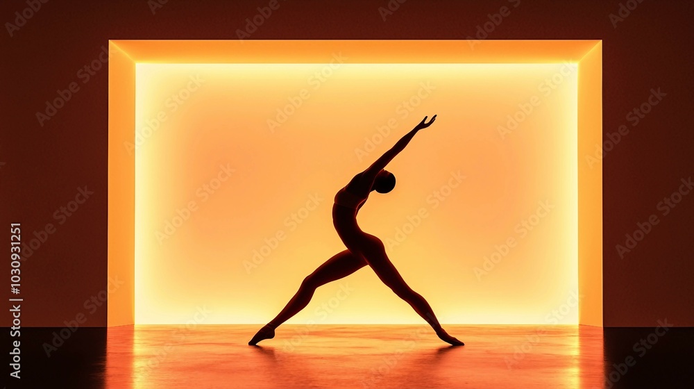 Graceful Silhouette Dance Pose in Vibrant Orange Glow Graceful Silhouette Dance Pose in Vibrant Orange Glow