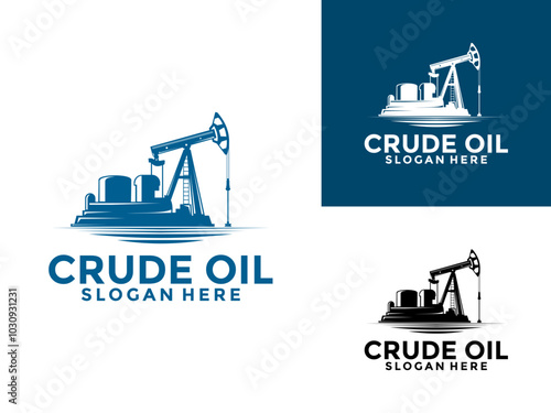 Crude Oil Mining Pump Machine Logo design, Minimal Oil And Gas Drilling Industry Logo Vector Template