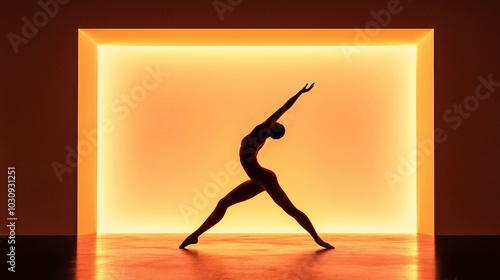 Graceful Silhouette Dance Pose in Vibrant Orange Glow