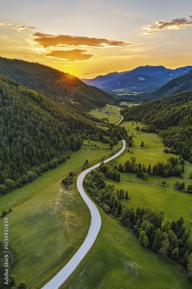 Winding Country Road Aerial View Winding Country Road Aerial View