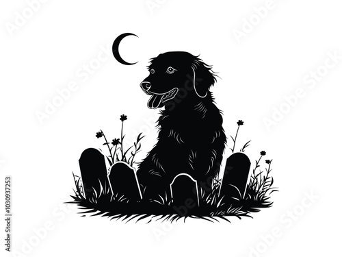 Graveyard Dog Silhouettes - Spooky Halloween Pet Cemetery Designs