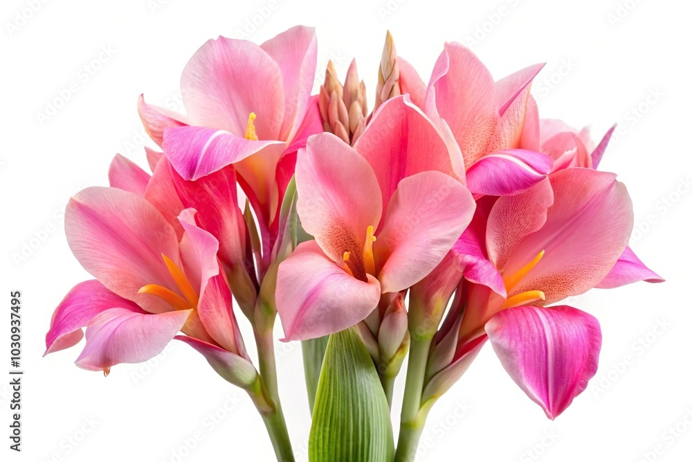 pink canna lily flowers isolated on white with forced perspective pink canna lily flowers isolated on white with forced perspective