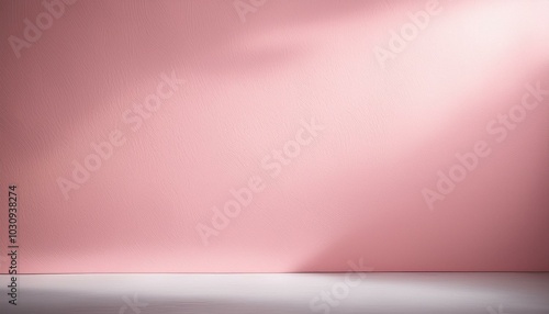 Minimalist Light Pink Wall Background with Soft Shadows, Ideal for Product Display