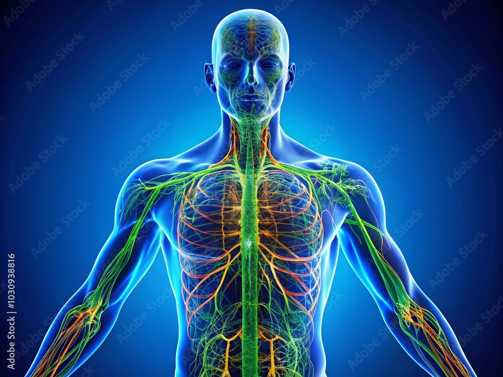 Detailed Illustration of the Human Lymphatic System for Health ...