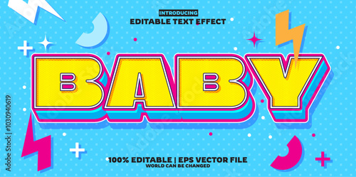 Baby style editable text effect in new modern trend style