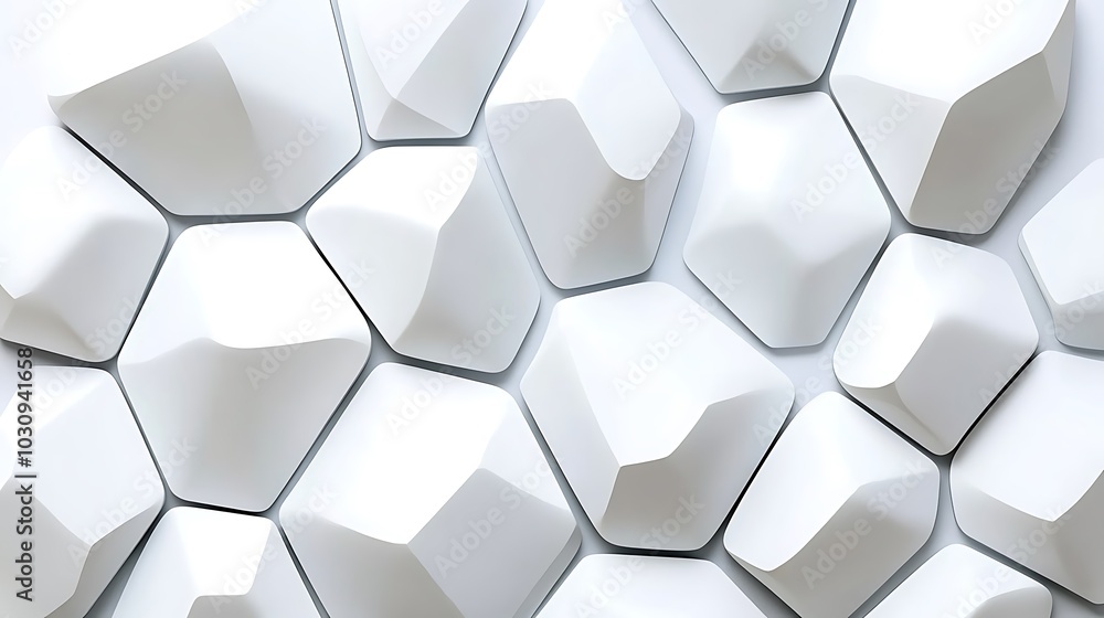 White 3D geometric shapes on a wall, abstract background texture. White 3D geometric shapes on a wall, abstract background texture.