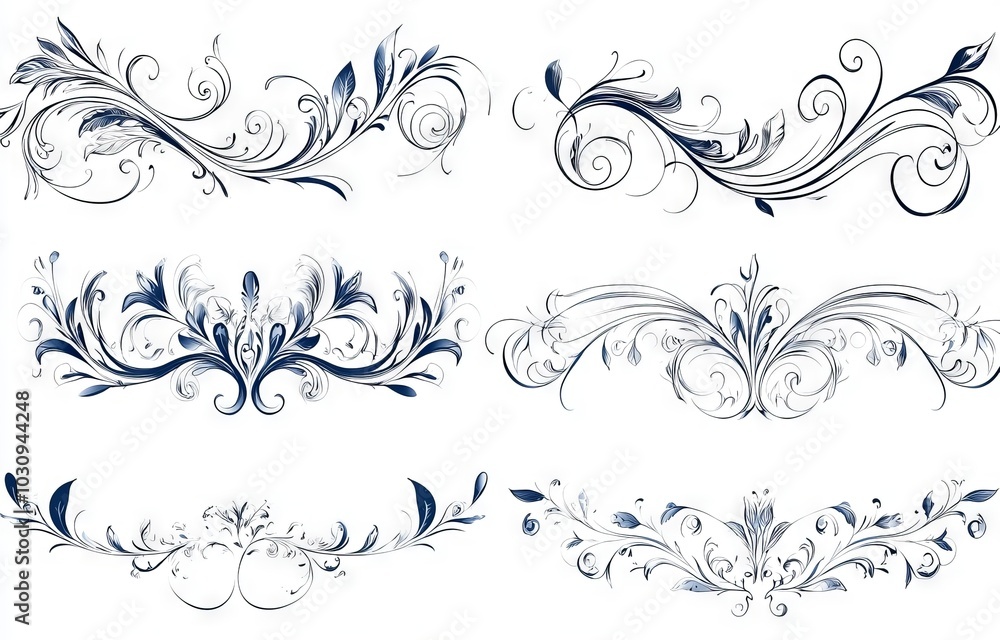 Fototapeta premium The modern calligraphy flourish. Letter swirls, pointed pen letter ornaments, and calligraphic lines
