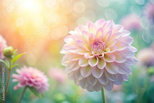 soft pastel dahlia dreamy floral background in an ethereal garden