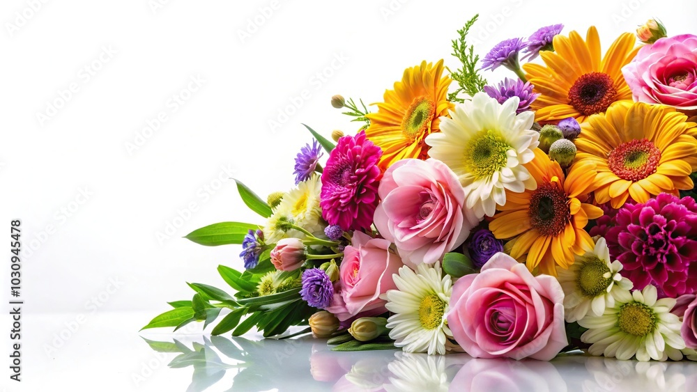 Stock photo of a bunch of flowers on a white background with leading lines Stock photo of a bunch of flowers on a white background with leading lines