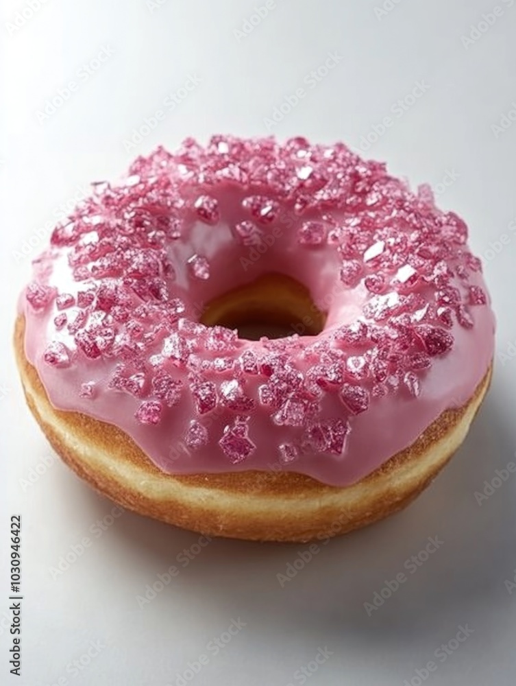 Pink Frosted Donut on White Surface Pink Frosted Donut on White Surface
