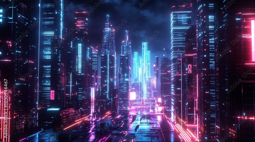 Cyberpunk Cityscape with Neon Lights Cyberpunk Cityscape with Neon Lights