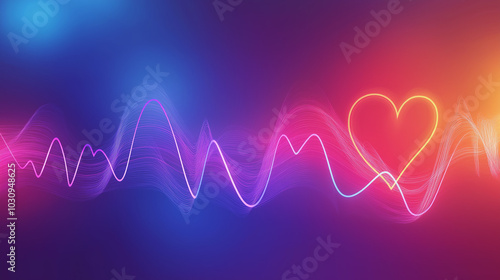 Abstract heartbeat and breath background with a heartbeat line transforming into gentle waveforms