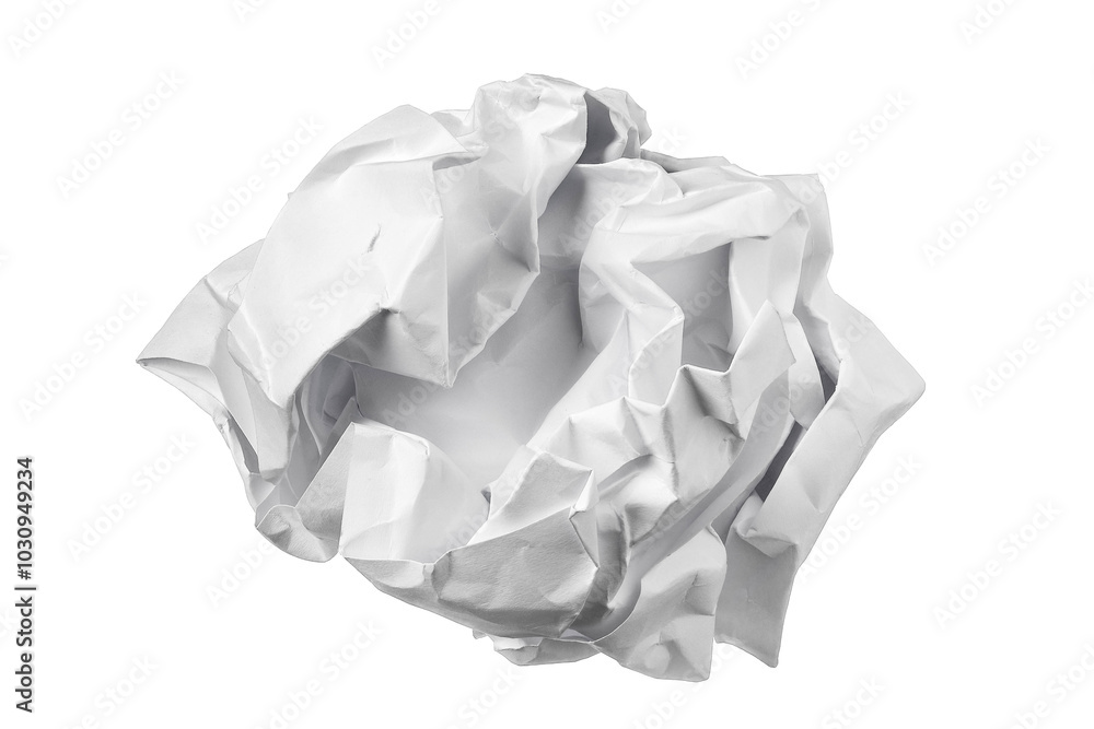 Naklejka premium White crumpled paper ball isolated on white background
