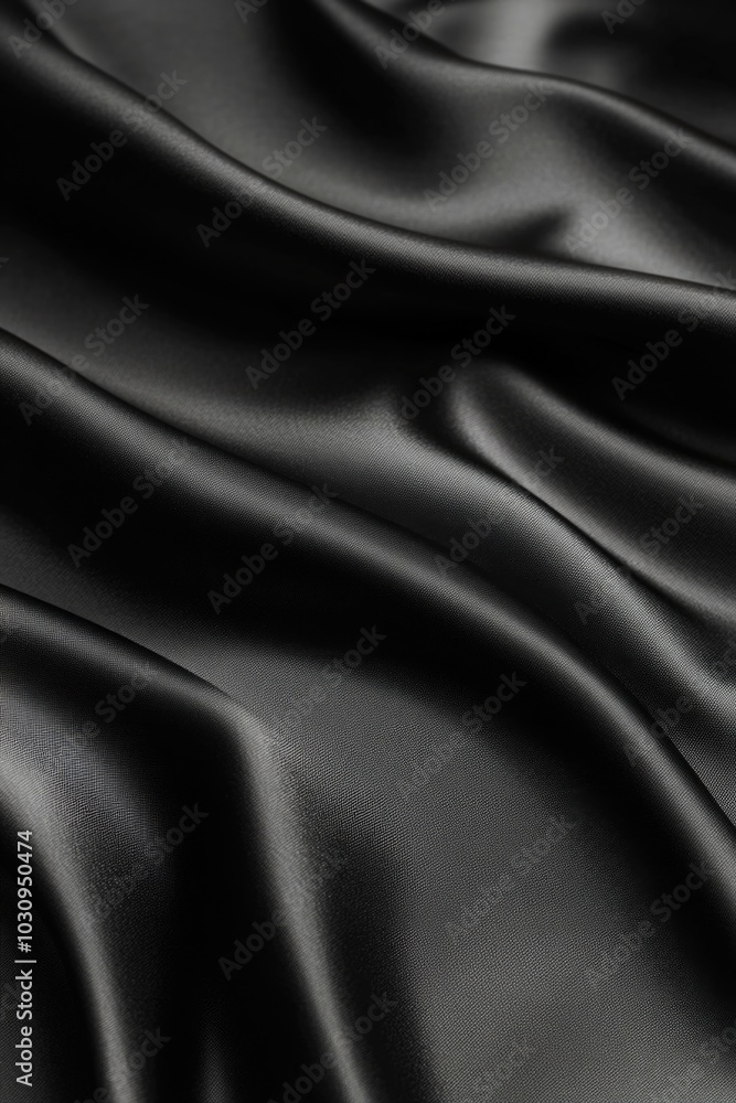 Fototapeta premium Black satin fabric close-up