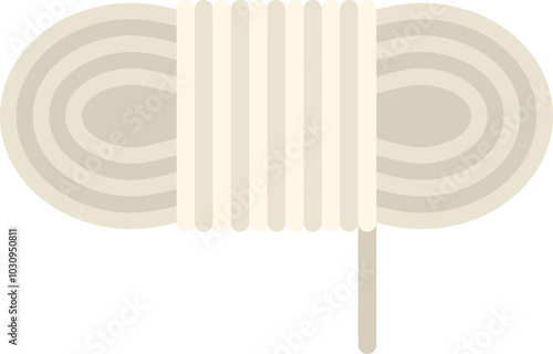 Simple minimalist vector illustration of a hank of rope tied with twine hanging vertically