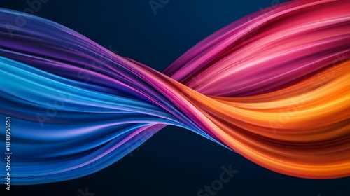 Smooth, flowing ribbons of light in neon colors twisting through space, light ribbons, dynamic energy photo