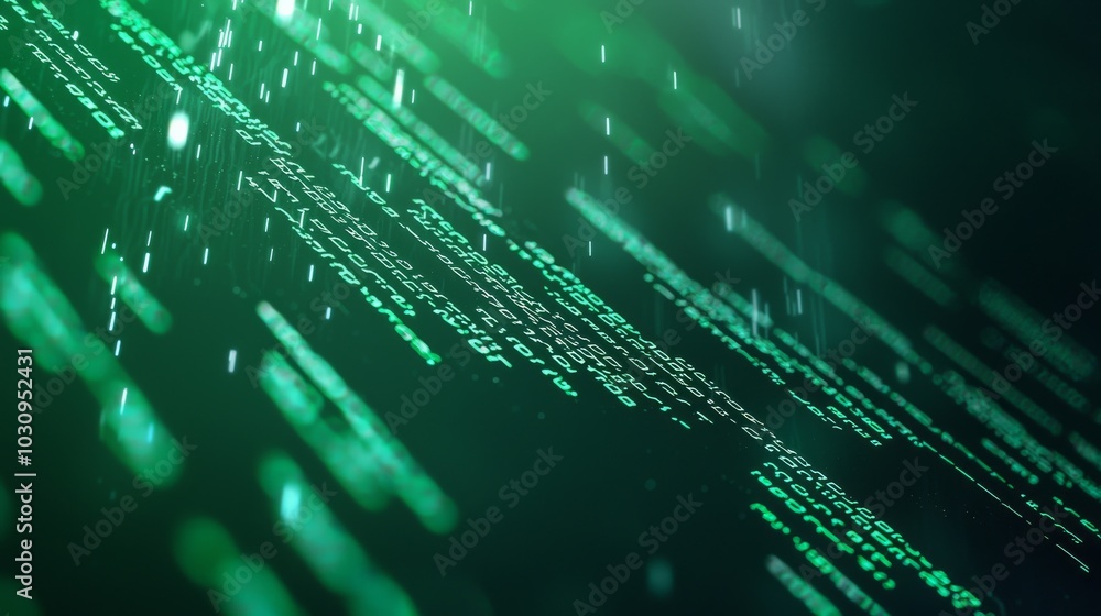 Obraz premium Abstract binary code cascading down like rain, binary abstract, digital theme
