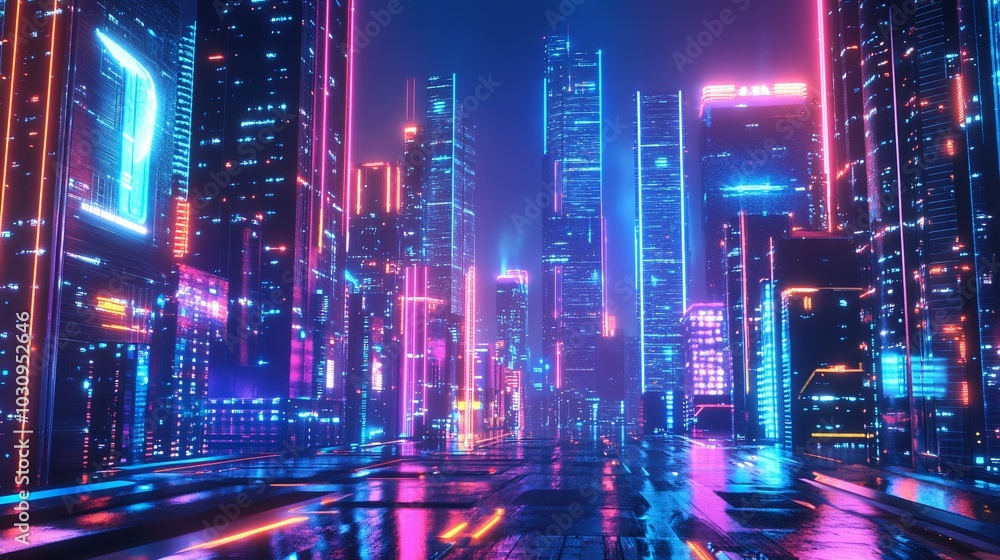 Neon Cityscape at Night Neon Cityscape at Night