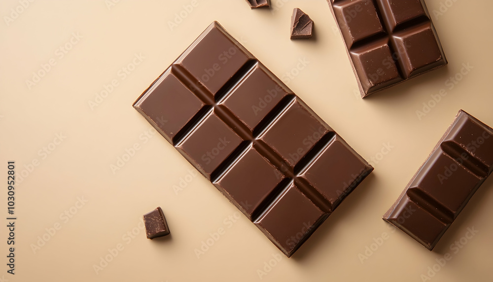 Fototapeta premium Flatlay Chocolate Bar Sachet Packaging Mockup 