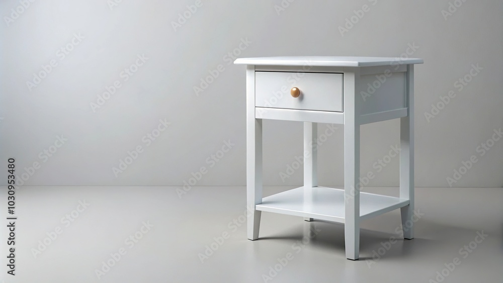 Fototapeta premium white nightstand isolated on white bedside table High Angle