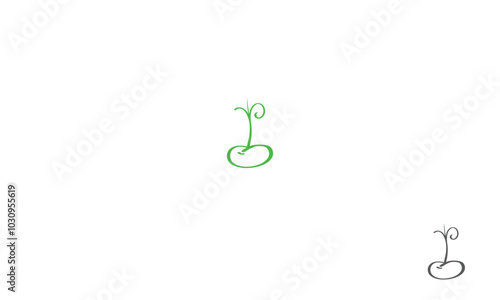 bean seed  Sprout logo. line shape style plant with seed 
