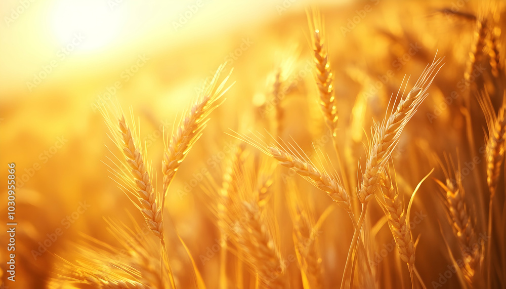 Golden wheat swaying gently in a sunlit field Golden wheat swaying gently in a sunlit field