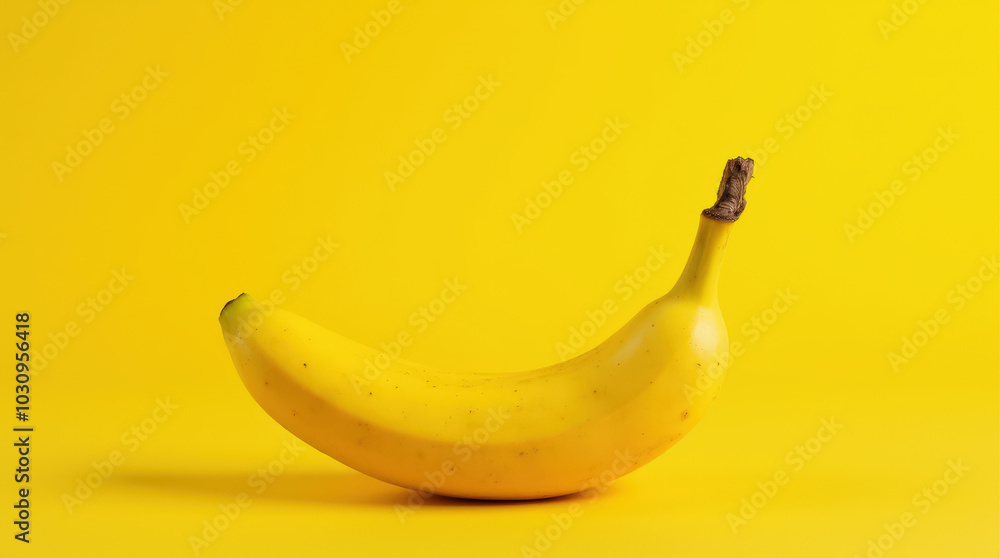 Fresh Ripe Banana on Vibrant Yellow Background for Healthy Lifestyle and Food Concepts Fresh Ripe Banana on Vibrant Yellow Background for Healthy Lifestyle and Food Concepts