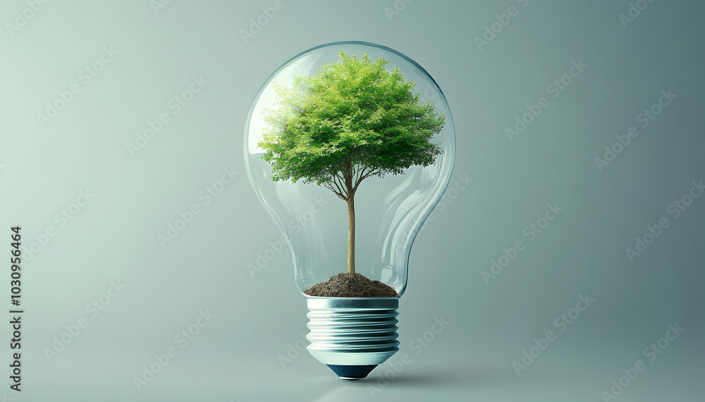 Green Tree in a Light Bulb, A Concept of Sustainable Energy and Environmental Conservation Green Tree in a Light Bulb, A Concept of Sustainable Energy and Environmental Conservation