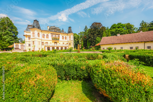 Betliar castle with beautiful garden near Roznava, Slovakia photo