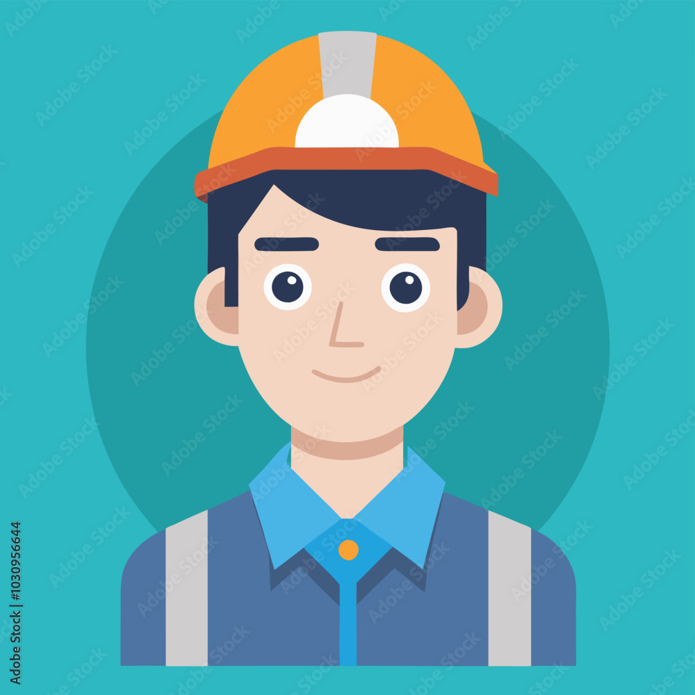 Adobe Construction worker with a helmet standing confidently in front of a construction project avatar illustrationIllustrator Artwork Adobe Construction worker with a helmet standing confidently in front of a construction project avatar illustrationIllustrator Artwork