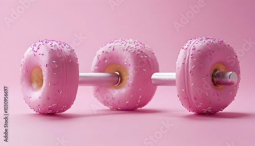 Gym Dumbbells Made of Donuts, Pinkcore and Surreal Fitness Fun   photo