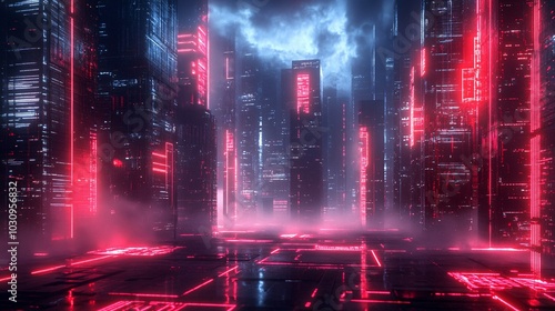 Cyberpunk Cityscape with Neon Lights