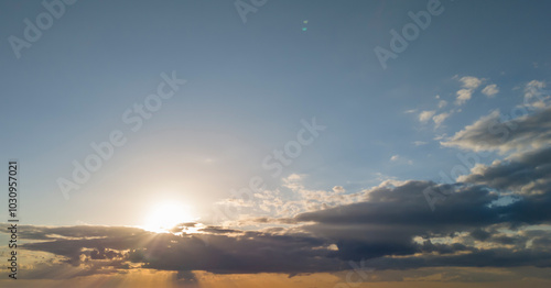 A beautiful sunset with colorful clouds and a clear sky, perfect for relaxation and inspiration.