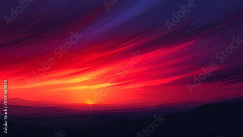 Vibrant Sunset Over Mountain Landscape