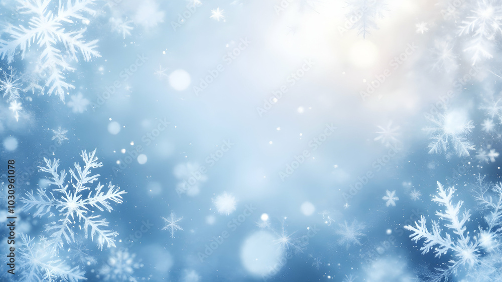 Naklejka premium Winter Wonderland with Snowflakes and Frosty Background