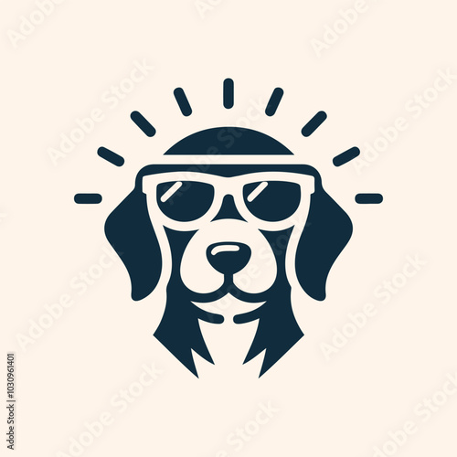 Dog with sunglass logo icon vector illustration 3