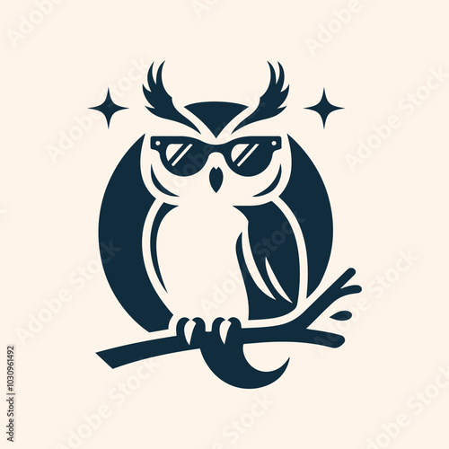 Owl with sunglass logo icon vector illustration 4