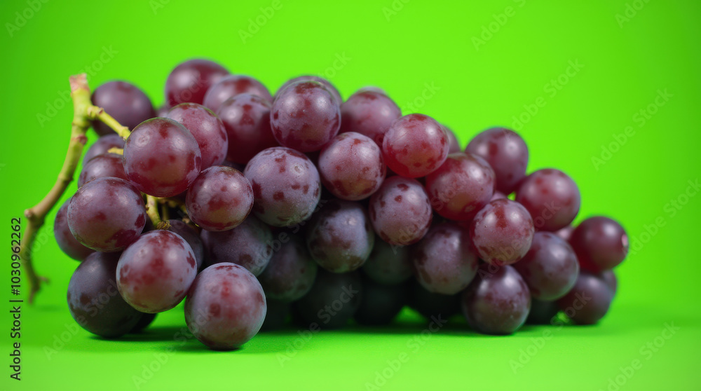 High-Quality Image of Fresh Purple Grapes on Vibrant Green Background - Ideal for Food, Health, and Marketing Projects High-Quality Image of Fresh Purple Grapes on Vibrant Green Background - Ideal for Food, Health, and Marketing Projects