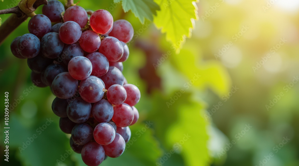 Fresh Purple Grapes on Vibrant Green Background and Wine Grapes in Vineyard for Healthy Living and Agricultural Concepts Fresh Purple Grapes on Vibrant Green Background and Wine Grapes in Vineyard for Healthy Living and Agricultural Concepts