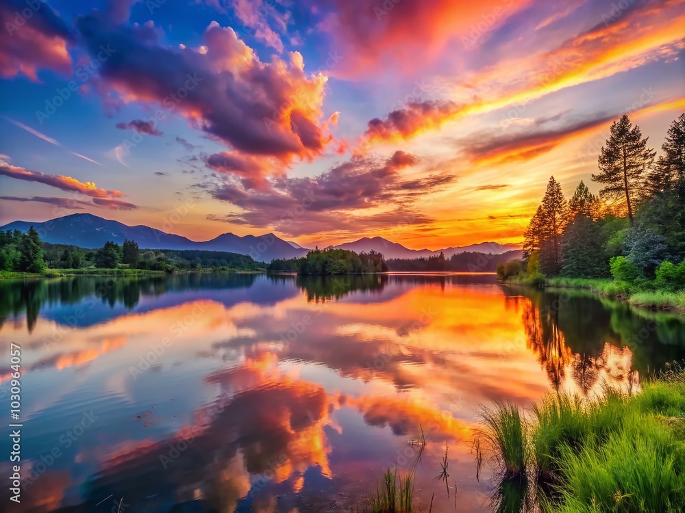 Tranquil Sunset Reflections in Nature - Long Exposure Landscape Photography Tranquil Sunset Reflections in Nature - Long Exposure Landscape Photography