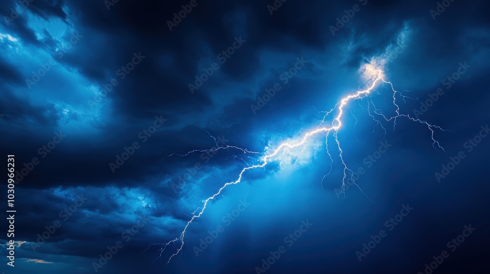 Stormy Sky with Lightning Strike at Dusk Stormy Sky with Lightning Strike at Dusk