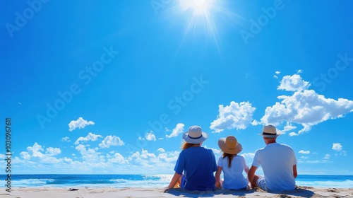 Family Relaxing Together on a Beautiful Beach