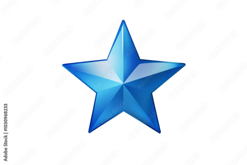 Fototapeta premium A vibrant blue star shape with a three-dimensional effect, perfect for creative designs and digital art.