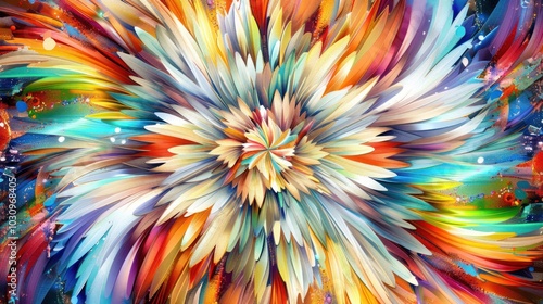 Abstract Colorful Flower with Spiky Petals #1030968405