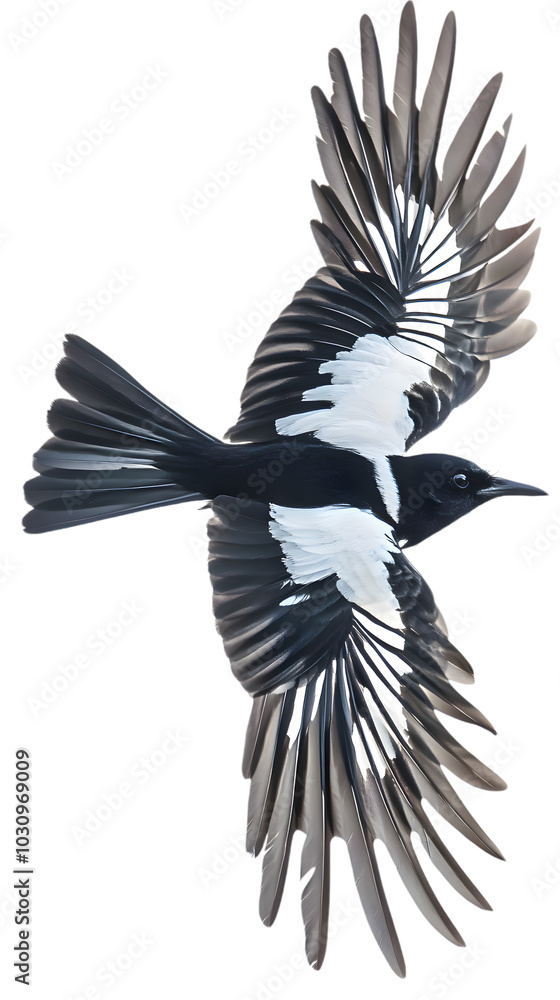 Naklejka premium Greater Ani Bird, Flying, on Transparent Background PNG, Wallpaper, Cover and Screen for Smartphone, PC, Laptop, Graphic, Transparent PNG
